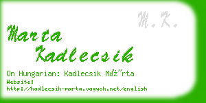 marta kadlecsik business card